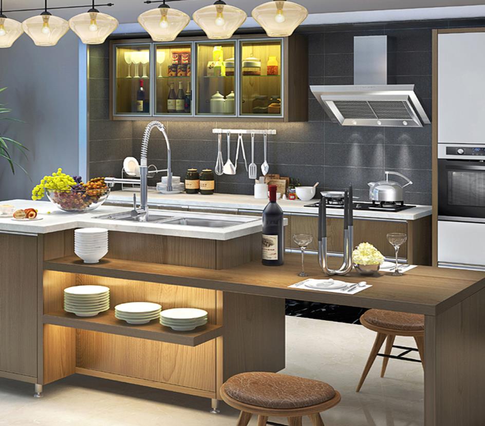 melamine wood grain kitchen cabinet wholesale