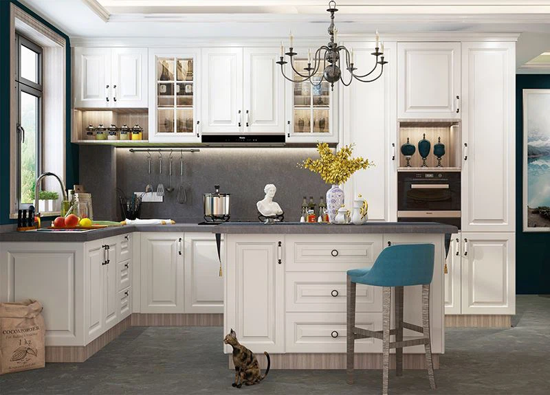white L-shape PVC kitchen cabinet white L-shape PVC kitchen cabinet