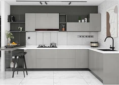 Tủ bếp thú cưng màu xám